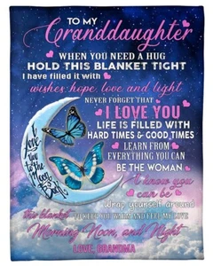 To My Granddaughter Blanket Gift For Girl Love Grandma Moon Sofa Blanket Xmas - Picture 1 of 7