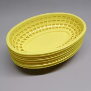 8 Tablecraft Classic Yellow Oval Plastic Food Serving Baskets 1074 Retro Picnic - Picture 1 of 3