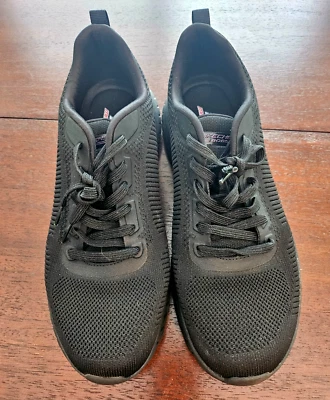 SKECHERS WOMEN'S BOBS SQUAD CHAO FACE OFF 117209 WALKING SHOES Black Size 10 - Image 1 of 4