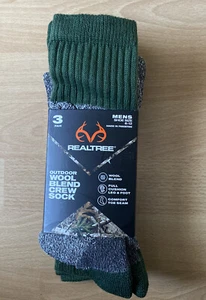 3 Paar Realtree Wollmischung voll gepolsterte Crew-Socken für Herren - Bild 1 von 3