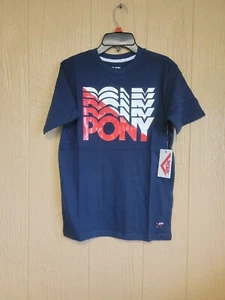 Pony Boys T-Shirt sz M (10/12) Blue with Red & White Graphics - Picture 1 of 5