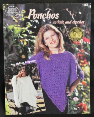 Ponchos by Melissa Leapman  6 Patterns American School Of Needlepoint #1306 - Image 1 of 3