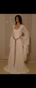 Lace dress Lotr Wedding medieval gown with scottish widow hood - Picture 1 of 2
