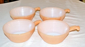 4 MINTY Vintage Fire King Peach Luster Bee Beehive Soup Chili Bowls w Handle - Picture 1 of 5
