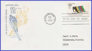 USA3 #C85 ADDR HOUSE OF FARNAM FDC esquí Sapporo Japón 1972 - Imagen 1 de 1