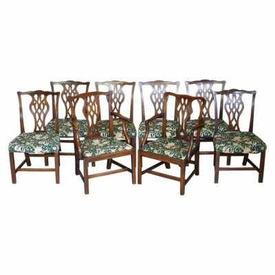 8 ANTIQUE GEORGE III CIRCA 1830 THOMAS CHIPPENDALE DINING CHAIRS WILLIAM MORRIS - Image 1 of 4