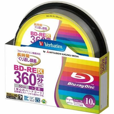10 Verbatim Bluray Bd-re Dl 50 Gb Rewritable Blueray Original Spindle - Image 1 of 4