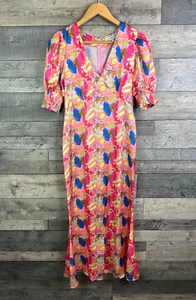 Never Fully Dressed Midi Dress Size UK 10 Pink Wild Leopard Sun Boho Wedding - Picture 1 of 10