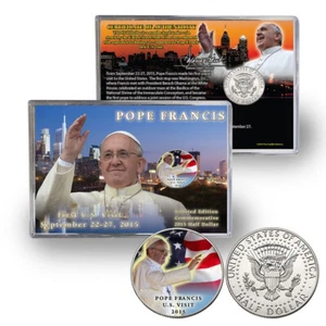Papst Franziskus USA Besuch 2015 colorierter Half Dollar - Bild 1 von 1
