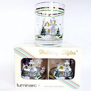 Luminarc Holiday Double Rocks Christmas Glasses Set of 4 14 oz - Picture 1 of 6