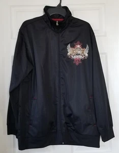 MMA Elite Men's Black Track Jacket Full Zip Y2K Tribal Graphic Fight Gear Size L - Picture 1 of 12