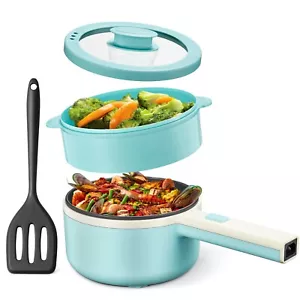 1.6L Electric Hot Pot w/ Steamer, Non-Stick for Ramen, Soup, Steak, Dorm Use - Picture 1 of 19