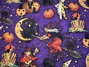 RETRO VINTAGE HALLOWEEN MADNESS BY KATE WARD THACKER SPRINGS Cotton Fabric HY - Picture 1 of 8