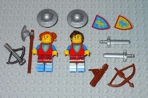 LEGO Castillo León Mujer Soldado 2 Minifigura Espada Triángulo Escudo Arco Hacha 10305 - Imagen 1 de 1