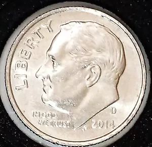 2014 D ROOSEVELT DIME WITH A DOUBLED DIE OBVERSE VAREITY WITH FULL BANDS - Picture 1 of 8