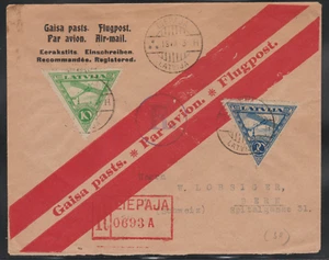 RRR SUPERBE LETTRE AVION LETTONIE LIEPAJA 1923 POUR BERNE VIA BERLIN AIR MAIL - Picture 1 of 2