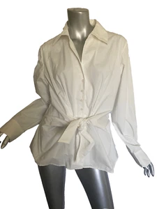 Blusa a camisa The J Peterman Company blanca con botones y corbata frontal talla 18 XXL - Imagen 1 de 5