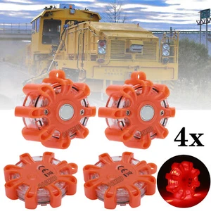 4x Magnetic Emergency Light LED Road Flares Car Truck Safety Warning Beacon Disc - Picture 1 of 12