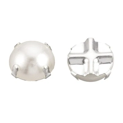 20 Bottoni Metallo Argentato - Perla Madreperla Beige 5 MM Acrilico - Carta - Immagine 1 di 2