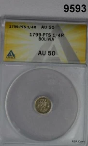 1799 PTS 1/4 REAL BOLIVIA  ANACS CERTIFIED AU50 NICE!! #9593 - Picture 1 of 3