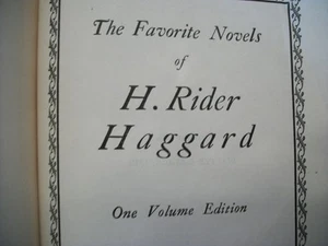 Favorite Novels of H. Rider Haggard, One Volume Edition (1928 Hardcover)  - Foto 1 di 11