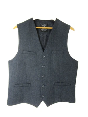 Emerald Isle Weaving Mens L Navy Blue Black Wool Herringbone Vest UK 56  43" - Image 1 of 4