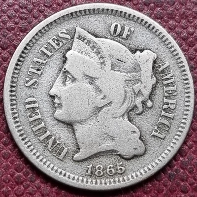 1865 Three Cent Piece 3c Nickel Circulated #96663 - Image 1 of 2