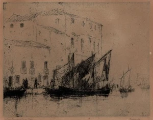 Nelson Ethelred Dawson (1859-1941) - Pencil Signed Etching - Murano Italy 1915 - Picture 1 of 5