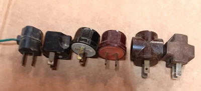 Lot of 6 Assorted Vintage Plug Adapters Bakelite Rubber - Image 1 of 4