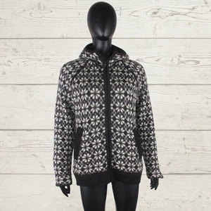 NORWEAR NORWAY Women's Fair Isle Wool Chunky Knit Jacket Lined Windbreaker L - Picture 1 of 24