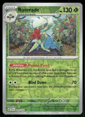 Roserade 009/162 Uncommon Reverse Holo NM Pokemon SV05: Temporal Forces - Image 1 of 2