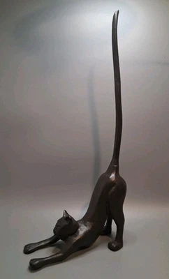 Estatuilla porta toallas de papel de cocina para gato de metal hecha a mano negra 18 pulgadas Foto 1 de 4
