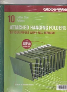 GLOBE-WEIS ATTACHED HANGING FOLDERS 10 LETTER SIZE FOLDERS (Ii11} - Picture 1 of 1