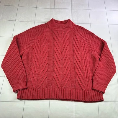 J.Crew свитер женщин средний красный розовый кабель трикотажа насмешливый шеи коренастый хлопок повседневный - Изображение 1 из 4