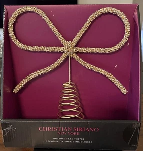 NIB Christian Siriano NY Holiday Gold Rhinestone Bow Christmas Tree Topper - Foto 1 di 7