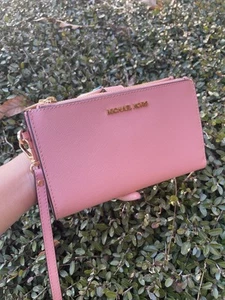 Michael Kors Jet Set Mujer Grande Cuero Teléfono Muñequera Billetera Plana Primrose - Imagen 1 de 5