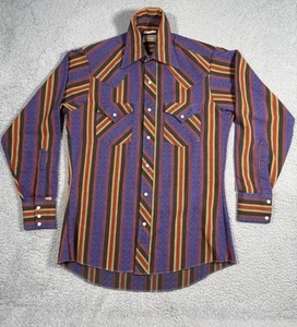 Camisa de Colección Años 70 Ely Plains Rider Perla A Presión Western Abotonada Para Hombres 15 1/2 x 33 - Imagen 1 de 9