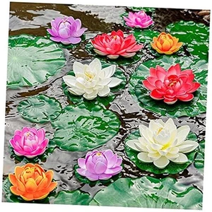 Artificial Floating Foam Lotus Flower with Water Lily Pad, Realistic - Picture 1 of 7
