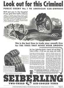 1937 Seiberling Tires: Look Out for This Criminal Vintage Print Ad - Picture 1 of 1