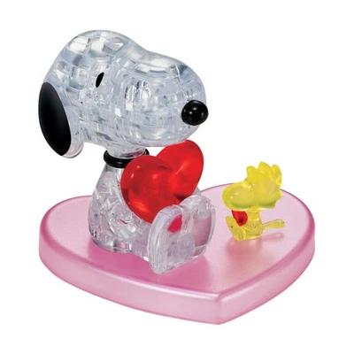 New - BePuzzled 3D Crystal Puzzle - Peanuts Snoopy Heart: 35 Pcs - Ages 12+ - Image 1 of 2