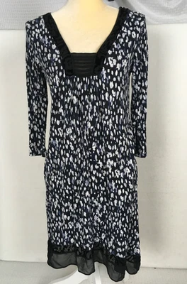 Просто Вера Вера Wang платье женщин размер S черный белый фиолетовый V шеи 3/4 рукава - Изображение 1 из 4