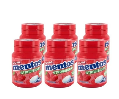 Mentos Strawberry Sugarfree Gum x 6 Bottles (56g and 40 Pieces in Each Bottle) - image 1 of 2