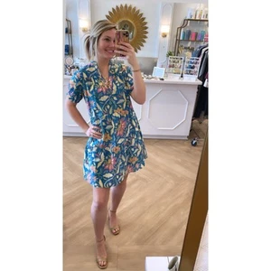 Fitzroy & Willa Floral Short Sleeve Cotton Shirt Dress Large - Picture 1 of 8