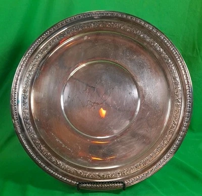 Plato de servir redondo vintage de 14" de diámetro Reed And Barton plateado #1241 Foto 1 de 4