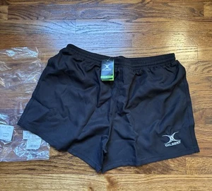 Pantalones Cortos de Rugby Gilbert Negro Logo Bordado Sarraceno Cordón Para Hombre Nuevos Grandes - Imagen 1 de 3