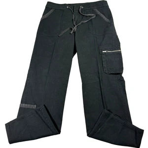 Pantalones cargo Clio para mujer 10 negros 100 % algodón utilitarios bolsillo con cremallera Y2K ropa de calle - Imagen 1 de 7