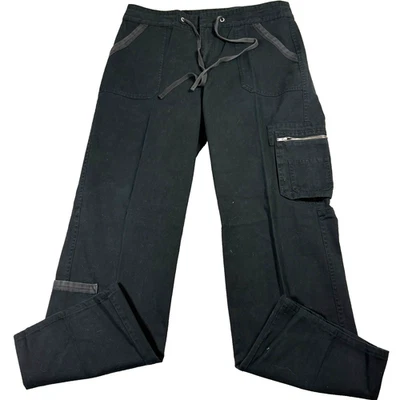 Clio Cargo Pants Womens 10 Black 100% Cotton Utility Zip Pocket Y2K Streetwear - Image 1 of 4
