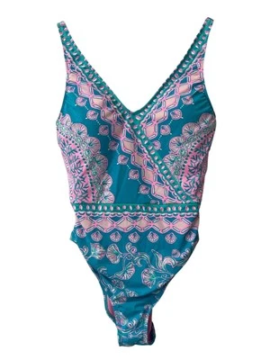 Lilly Pulitzer Shiloh One Piece Swimsuit Women Turquoise Pink Sz 10 Beach Resort - Image 1 of 4