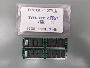 (2) Micron 16MB EDO SIMMs, 72-pin RAM Memory Sticks (32MB Total) MTBD432M-6X - Picture 1 of 3
