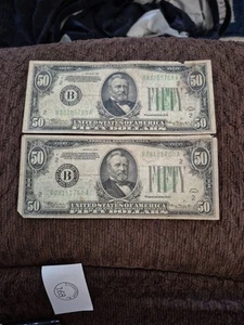 Vintage $50 US Federal Reserve Notes - 1934 Series (Set of 2) - Picture 1 of 5